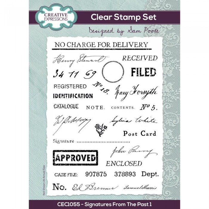 Sellos Creative Expressions 6"X8" Clear Stamp Set By Sam Poole Signatures From The Past 1