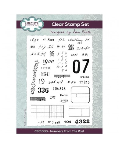 Sellos Creative Expressions 6"X8" Clear Stamp Set By Sam Poole Numbers From The Past CEC1086