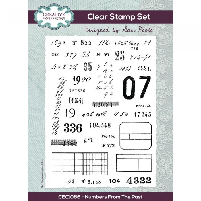 Sellos Creative Expressions 6"X8" Clear Stamp Set By Sam Poole Numbers From The Past CEC1086