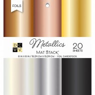 Bloc de papeles metalizados 6x6 DCWV Single-Sided Cardstock Stack 6"X6" 20/Pkg Metallics Foil Solid, 6 Colors PS006101