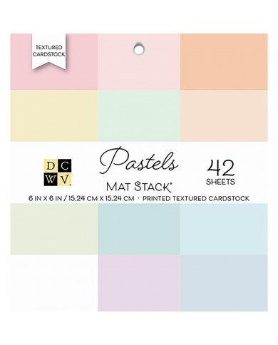 Bloc de papeles con textura DCWV Single-Sided Cardstock Stack 6"X6" 42/Pkg Pastels Solid, 12 Colors