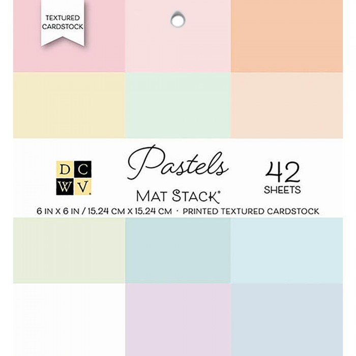 Bloc de papeles con textura DCWV Single-Sided Cardstock Stack 6"X6" 42/Pkg Pastels Solid, 12 Colors