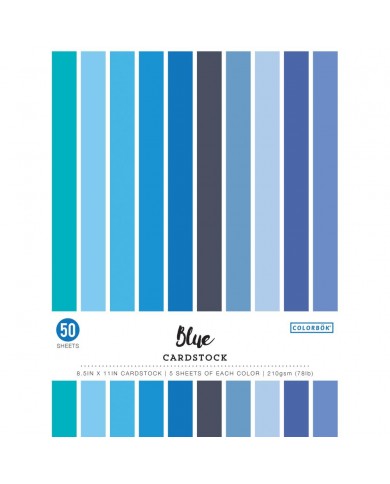 Colorbok 78lb Smooth Cardstock 8.5"X11" 50/Pkg Blues, 5 Colors/10 Each