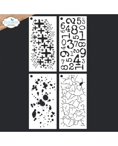 Set de Stencil x 4 Elizabeth Craft Stencils 4/Pkg  Journal Stencils 3