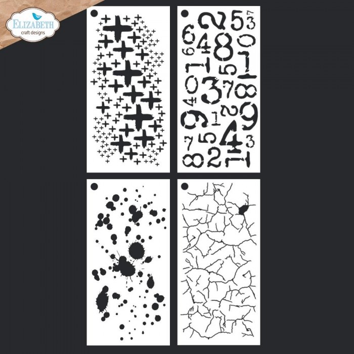 Set de Stencil x 4 Elizabeth Craft Stencils 4/Pkg  Journal Stencils 3