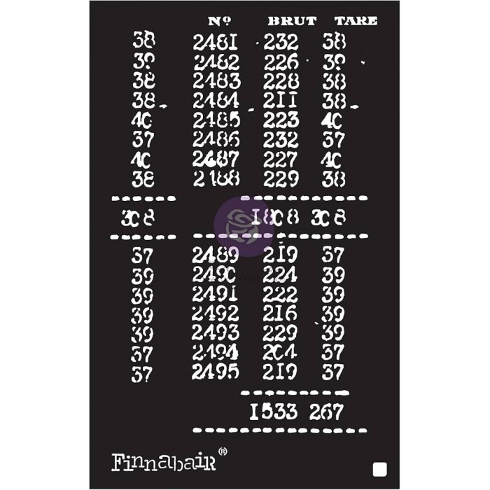 Finnabair Stencil 15x23 cmts - Book of numbers