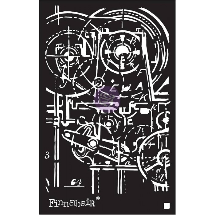 Finnabair Stencil 15x23 cmts - MACHINERY -ELEMENTALS