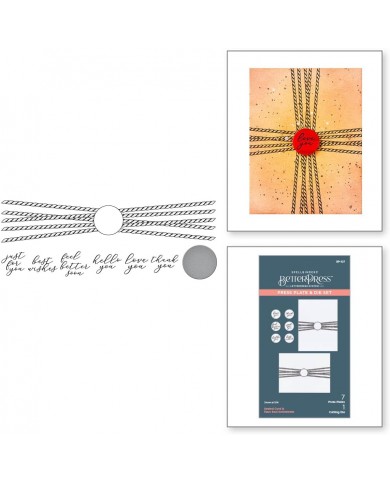 PRESS PLATE & DIE SET  SEALED CORD & FAUX SEAL SENTIMENTS  (BetterPress)