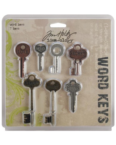 Idea-Ology Metal Word Keys 1.5" To 3" 7/Pkg Tim Holtz TH92680