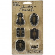 Idea-Ology Metal Keyholes W/Brads .75"X1" To 1"X1.5" 5/Pkg Tim Holtz TH92718
