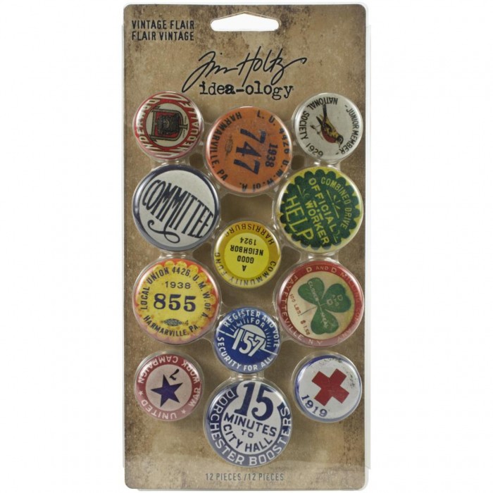 Metal Adornments 12/Pkg Vintage Flair Tim Holtz TH94027