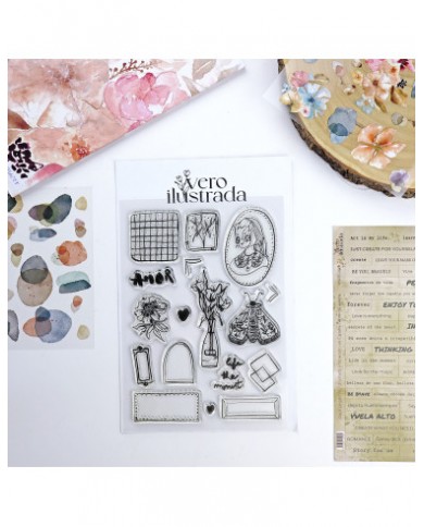 Set de sellos Life the moment para Art Journal, de Vero Ilustrada