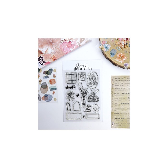 Set de sellos Life the moment para Art Journal, de Vero Ilustrada