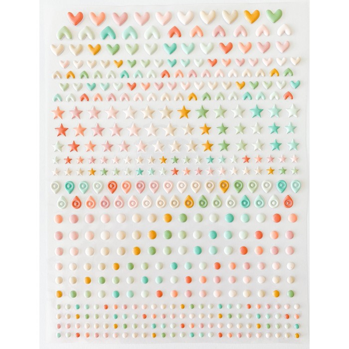 Pegatinas puffy corazones y estrellas calma Kimidori Colors