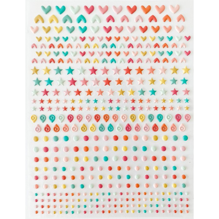 Pegatinas puffy corazones y estrellas tropical Kimidori Colors