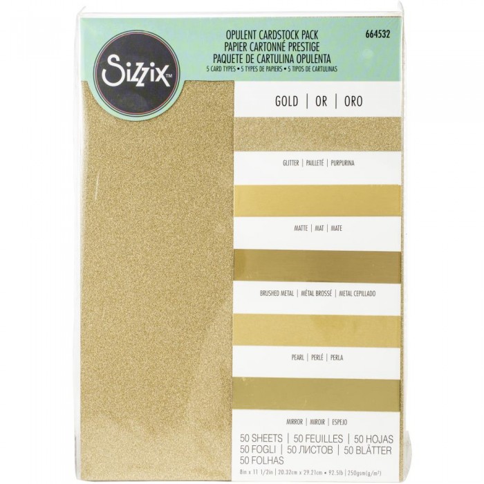 Sizzix Surfacez Opulent Cardstock Pack 8"X11.5" 50/Pkg Gold 664532