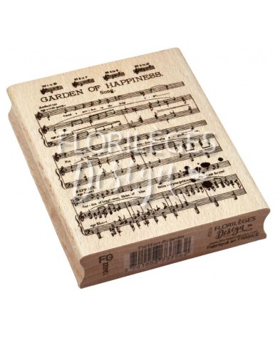 Sello de madera y caucho partitura florilegesdesign FG124022