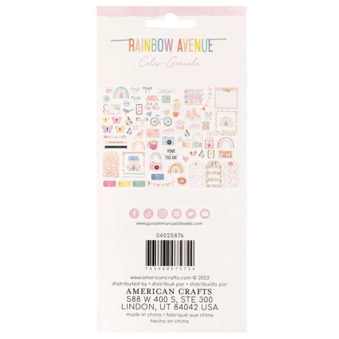 American Crafts Rainbow Avenue Ephemera Die-Cuts 70/Pkg