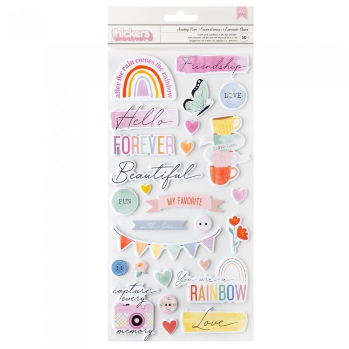 American Crafts Rainbow Avenue Puffy Stickers 50/Pkg