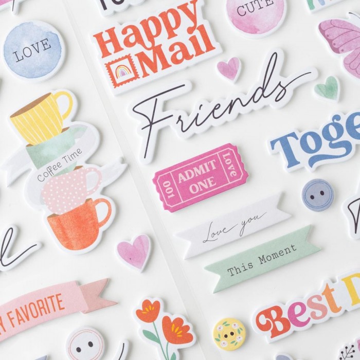 American Crafts Rainbow Avenue Puffy Stickers 50/Pkg