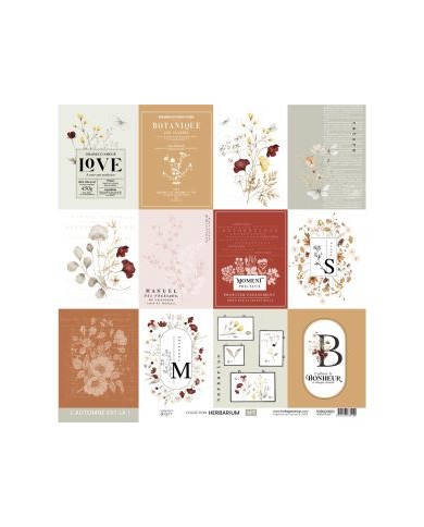 Colección de papeles decscrapbooking Herbarium Florilèges Design 30x30cm FDPI223009