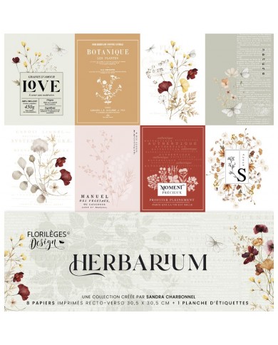 Colección de papeles decscrapbooking Herbarium Florilèges Design 30x30cm FDPI223009
