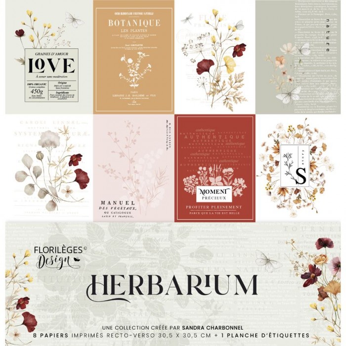Colección de papeles decscrapbooking Herbarium Florilèges Design 30x30cm FDPI223009