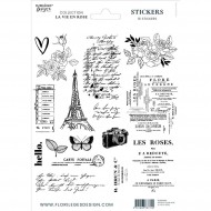 Stickers transparents B-N motifs LA VIE EN ROSE florilegesdesign FDA124002