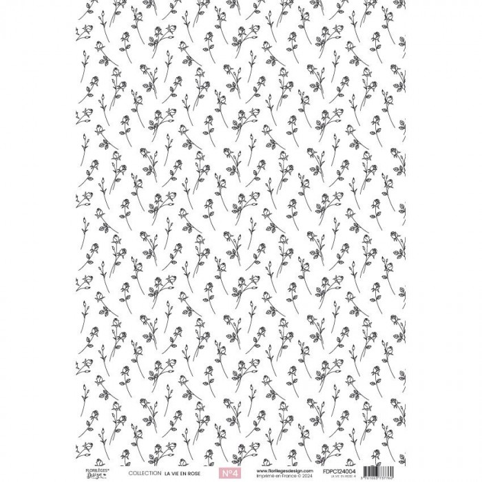 Papel de Calco con diseño A4 LA VIE EN ROSE 4 florilegesdesign FDPC124004