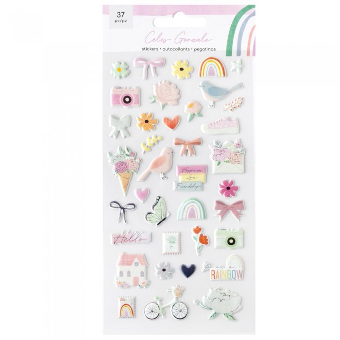 American Crafts Rainbow Avenue Puffy Stickers 37/Pkg