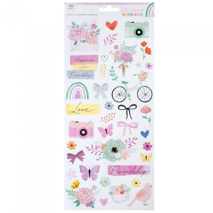 American Crafts Rainbow Avenue Stickers 6"X12" 100/Pkg