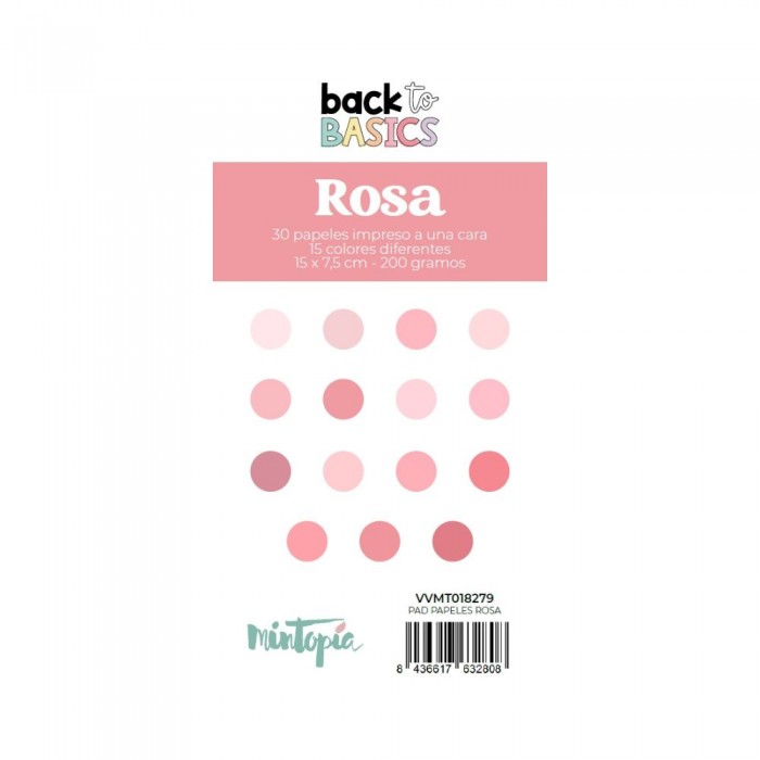 Pad papeles 15 x 7,5 cm Rosa Back To Basics de Mintopía