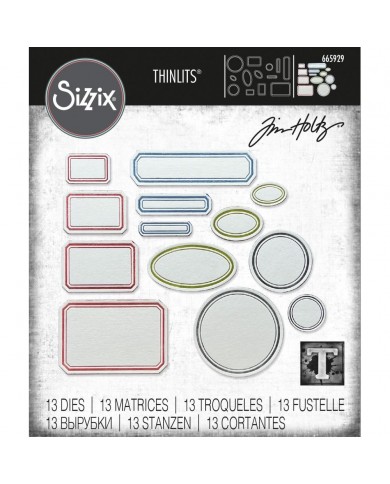 Troqueles Sizzix Thinlits Dies By Tim Holtz 13/Pkg Vintage Labels