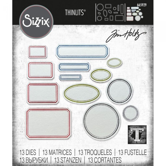 Troqueles Sizzix Thinlits Dies By Tim Holtz 13/Pkg Vintage Labels