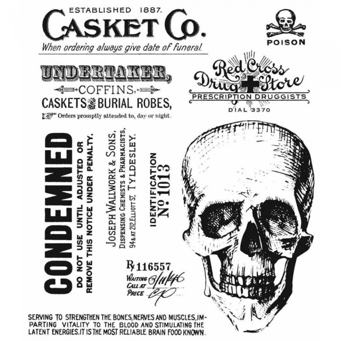 Set de Sellos Tim Holtz Cling Stamps 7"X8.5" Rest In Peace