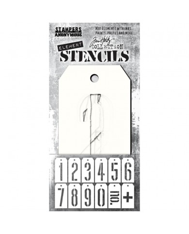 Set x 12 numeros Tim Holtz Element Stencils 12/Pkg