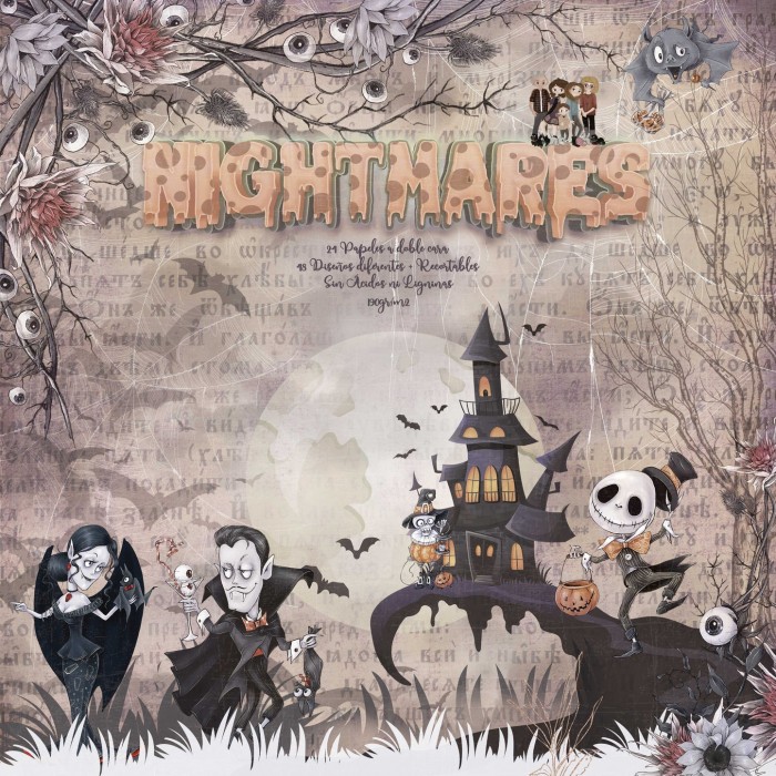 Colección de papeles 8x8" Bellaluna Crafts con 24 papeles doble cara Nightmares