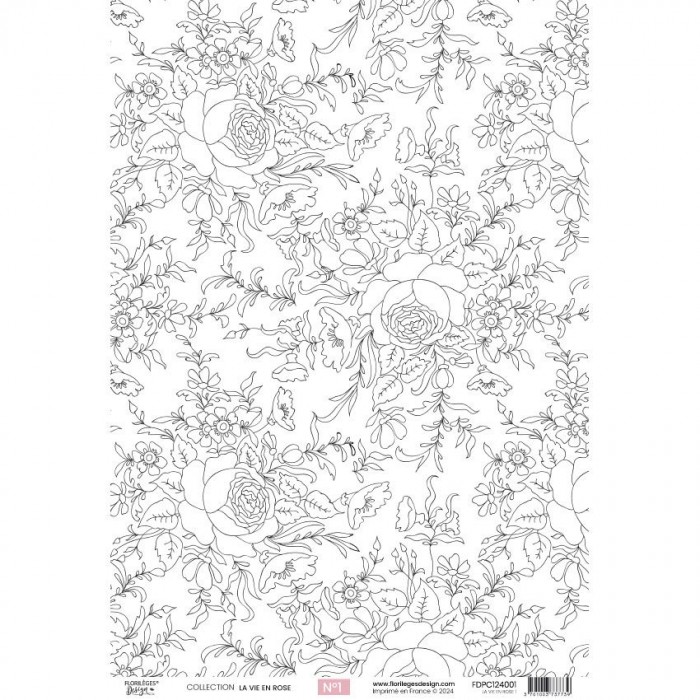 Papel de Calco con diseño A4 LA VIE EN ROSE 1 florilegesdesign FDPC124003