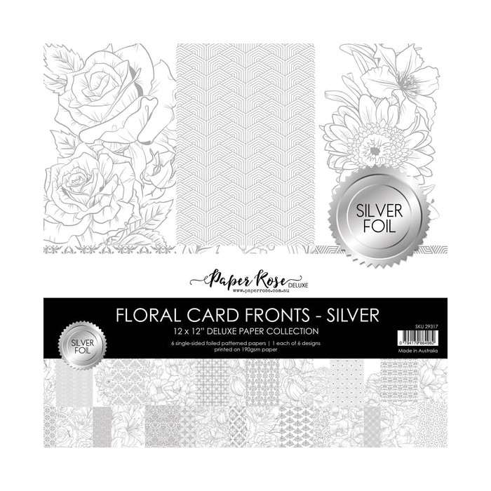Colección de papel de 12 x 12 de Paper Rose Silver Foil 12x12