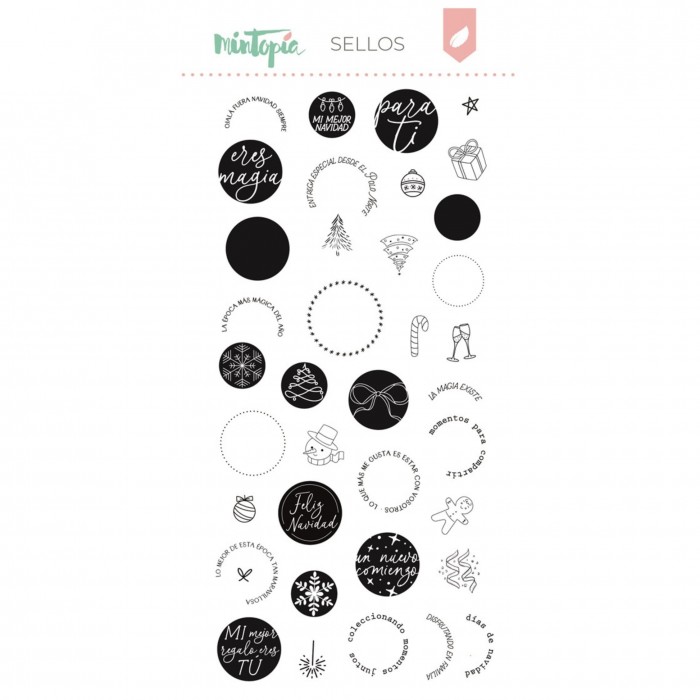 Set de sellos Holly Jolly Círculos para troquel de bolsillo