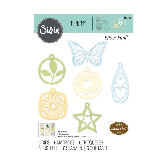 Troquel CHARMS Sizzix Thinlits Die Set By Eileen Hull 6/Pkg