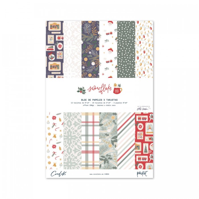 Bloc de 22 papeles y tarjetas en formato 6" x 8"- SNOWFLAKE