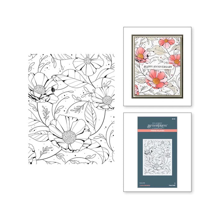 Cosmos Backdrop Press Plate from the Pressed Posies Collection