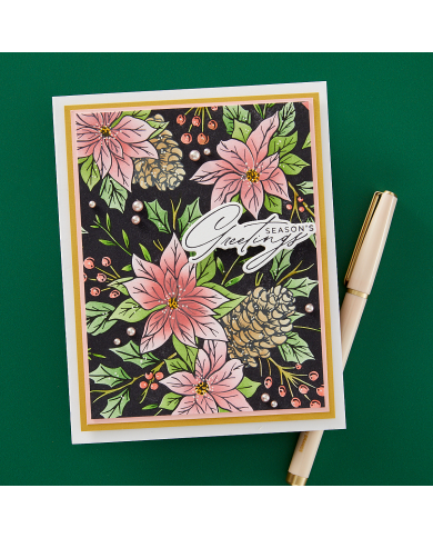 Festive Poinsettias Press Plate from the Amaryllis Christmas Collection by Yana Smakula
