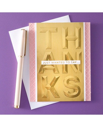 3D Embossing Folder from the Beveled Sentiment A2 Cardfront Collection Beveled Thanks A2 Cardfront