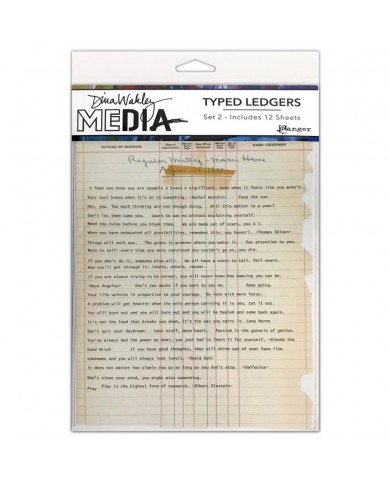 Dina Wakley Media Typed Ledgers 12/Sheets Set 2