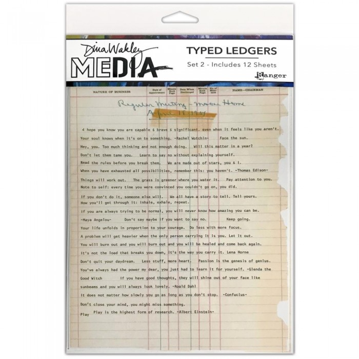 Dina Wakley Media Typed Ledgers 12/Sheets Set 2