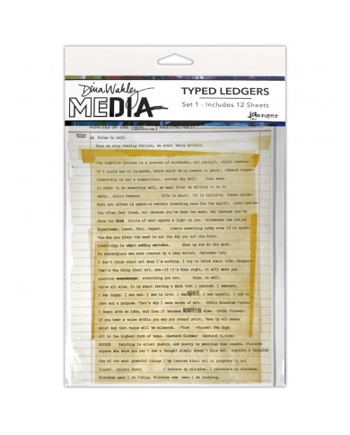 Dina Wakley Media Typed Ledgers 12/Sheets Set 1