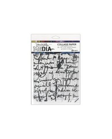 Dina Wakley Media Collage Tissue Paper 7.5"X10" 20/Pkg Text Collage