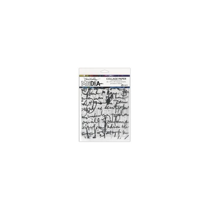 Dina Wakley Media Collage Tissue Paper 7.5"X10" 20/Pkg Text Collage